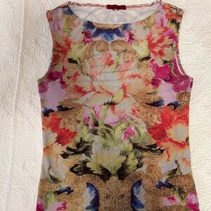 Nally & Millie Orange Pink Graphic Fitted Tank Top